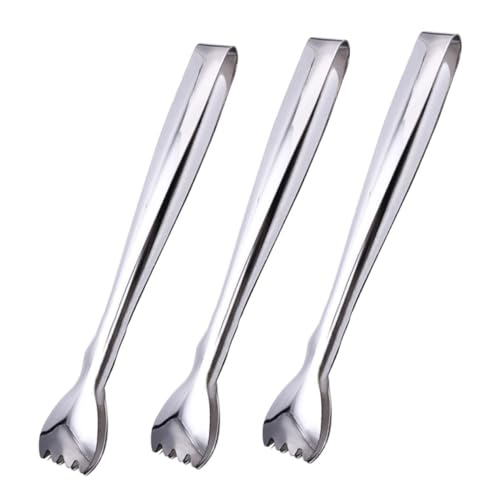 FUNOMOCYA 3Pcs Stainless Steel Ice Cube Clips Heat Resistant Fruit Food Tongs for Serving Sugar Cubes and Ice Practical Kitchen Tool for Daily Use