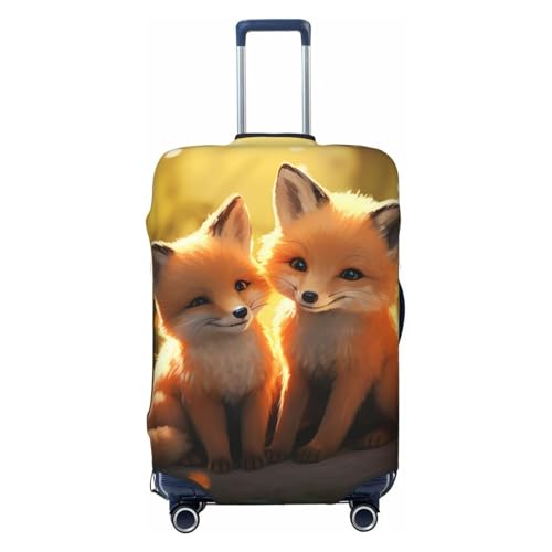 Elastic Travel Luggage Cover for Suitcase Tsa Approved Stretch Scratch-Resistant Suitcase Protector Cover Washable Cute Foxes Baggage Covers Fits 18-32 Inch Luggage Case