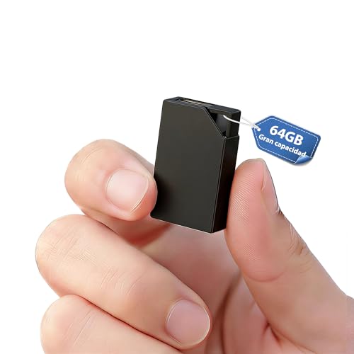 Gonikli Grabadora de Voz Espia con Memoria de 64GB, Recargable por USB, Grabadora Voz y Activación por Voz, Mini Grabadora de Voz para Cursos, Reuniones, Grabadora de Voz Espia Oculta（3 * 2 * 0.6）