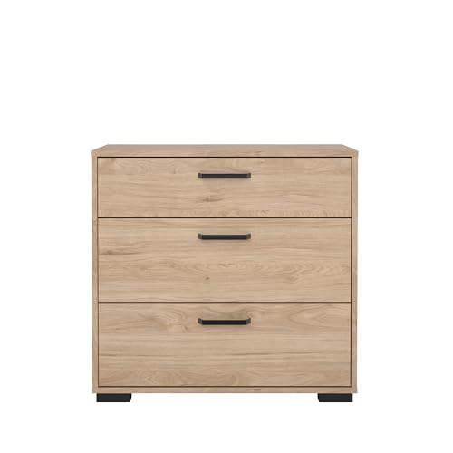 Tvilum Jackson Hickory Sofia 3 Drawer Chest for Bedroom with