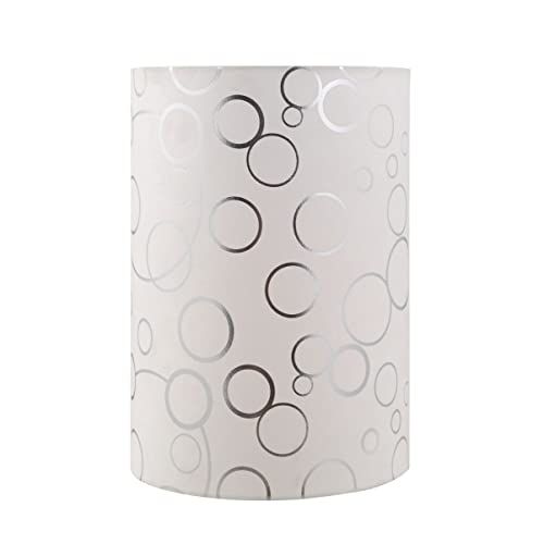 Image of Aspen Creative 31304 Contemporary Drum (Cylinder) Shaped Spider Construction Lamp Shade in White with Circle Pattern, 8 inch wide (8 inch x 8 inch x 11 inch)