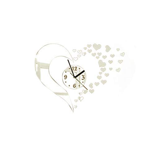 Heart-Shaped 3D Mirror Crystal Wall Sticker Clock DIY Acrylic Love Decals Drawing Living Room Decoration