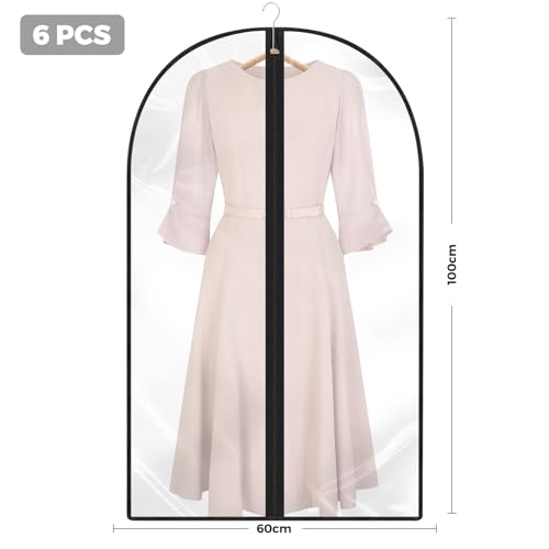 6 x Clothes Covers, Dust Resistant, Transparent Hanging Clothes Covers with Zip, Protection for Shirt Costumes, Coats - Image 2