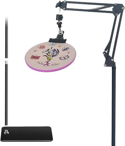 Image of Embroidery Hoops Stand,Rotate Hand Embroidery Floor Stand Embroidery Hoop Holder Stand Can Move Freely Hand Embroidery Stands Floor Cross Stitch Hoop Stand Suitable for