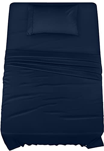 Image of Utopia Bedding Twin Sheet Set – 3 Piece Bed Sheets for Twin Size Bed, Soft and Breathable Microfiber, Includes 1 Fitted Sheet, 1 Flat Sheet and 1 Pillowcase (Navy)