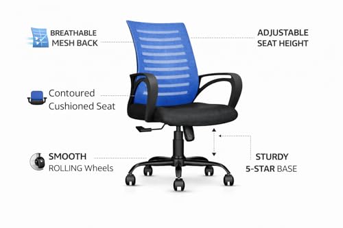 Image of Ergonomic 360 Swivel Office Chair for Home & Office Work with Back Support |Tilting & Height Adjustable Mechanism | Revolving Computer Chair for Home Study Use | Gaming Style Boss Chair