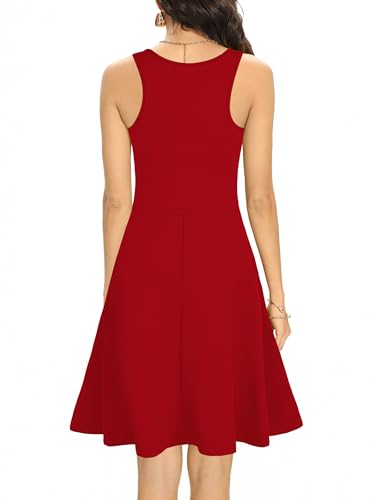 Image of Missufe Women's Sleeveless Racerback Flared Casual Plain Tank Dress