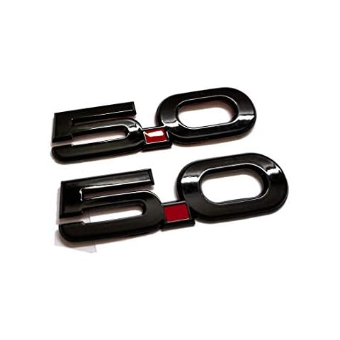 2pcs (pair) 5.0 Emblem 3D Badge Decal Stickers Replacement for 2015-2017 Mustang Black Cover