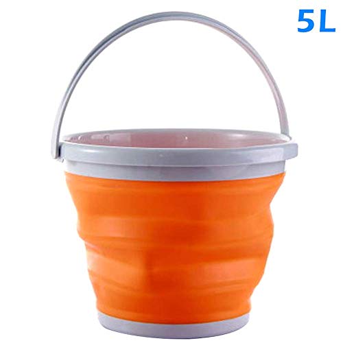 Haloku - Cuenco, Plegable, de Silicona, para Viajes, Camping, Senderismo, Pesca, Naranja, 5 l