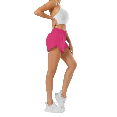 Image of Aurefin Athletic Shorts for Women,Women's Quick Dry Workout Sports Active Running Track Shorts with Elastic and Zip Pockets