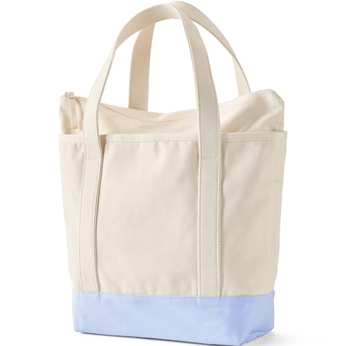 Image of Lands' End Zip Top Long Handle Canvas Tote Bag