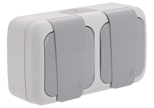 Étanche Double Prise 2P+T gris