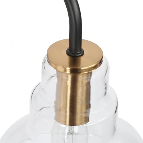 Image of KSANA Black and Brass Vanity Light, Modern Clear Glass Bathroom Light Fixture, Black Gold 3-Light Wall Lighting Over Mirror