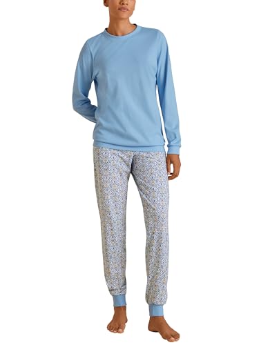 CALIDA Ornament Nights Bündchen-Pyjama Damen, aus 100% Baumwolle,...
