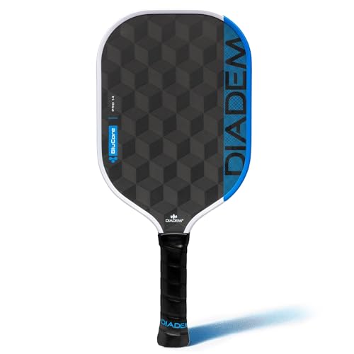 Diadem Edge BluCore Pro Pickleball Paddle | Ultimate Speed & Precision Extended Reach 18K Carbon Fiber PowerSync Foam Core | USAPA Approved (Pro 14mm)