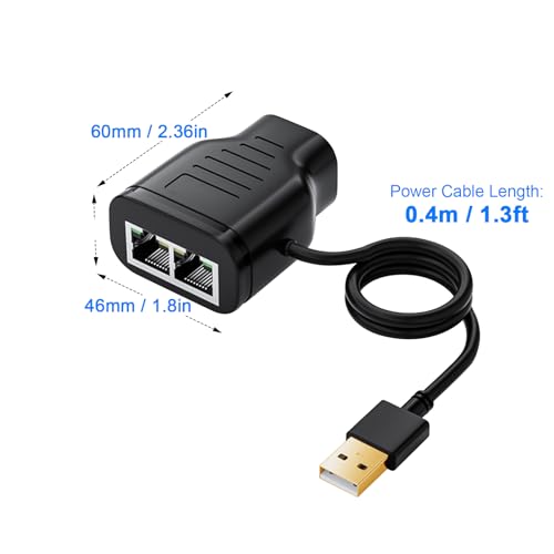 Divisor Ethernet 100 Mbps RJ45 Duttek con cable USB para duplicar conexión Cat6 en casa 3