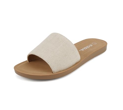 Image of Soda Shoes Efron-S Women Flip Flops Basic Plain Slippers Slip On Sandals Slides Casual Peep Toe Beach