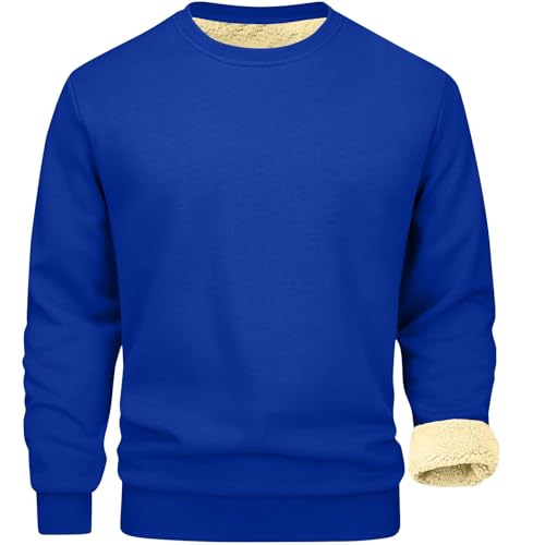 Men's Hoodless Sweatshirt Warm Comfortable Thickened Wool Base Long Sleeve Crewneck Top for Everyday Wear2