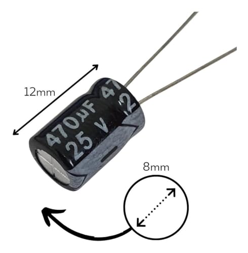 Capacitor Eletrolítico 470uF 25V - Kit 10 Peças