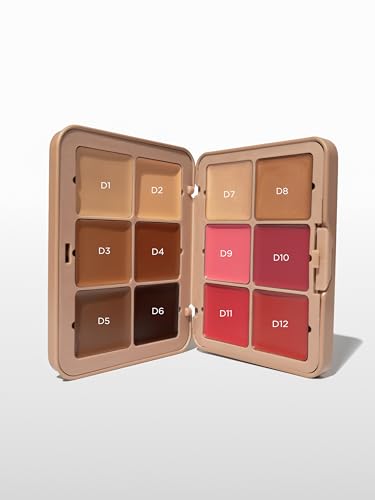 SOSU Cosmetics Complete Canvas Complexion Palette, 12 Ultra-Blendable Cream Shades, Dark, Base Contour Blush Highlight - Image 3