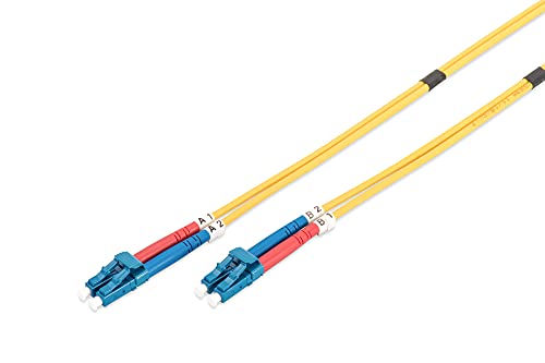 DIGITUS LWL Patch-Kabel OS2 - 2 m LC auf LC Glasfaser-Kabel - LSZH - Duplex Singlemode 09/125µ - 10 GBit/s - Gelb