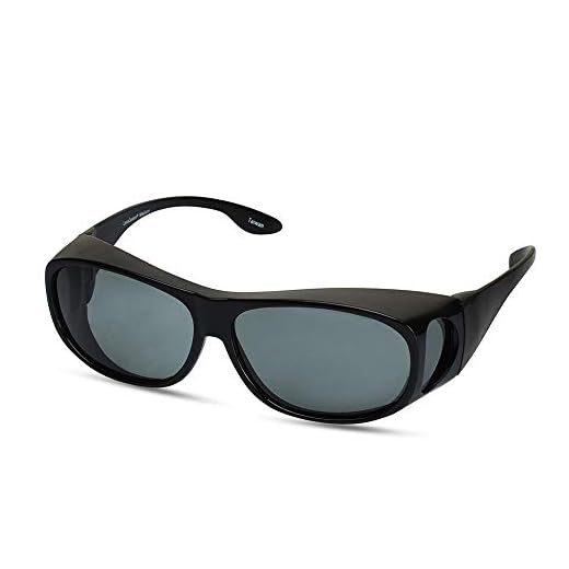 LensCovers Wear Over Sunglasses Size Medium Black with Smoke Lens - Fit Over Style