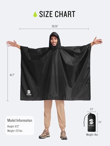 SaphiRose Hooded Rain Poncho Waterproof Raincoat Jacket for Men Women Adults - Image 3