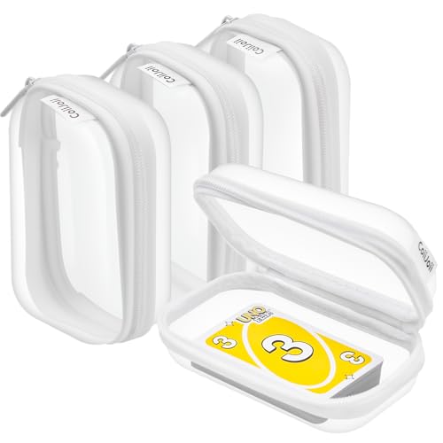 Image of CoiiJoii Board Game Storage, Extra Small Clear Hard Shell Case with Zipper, 4 Packs Board Game Organizer and Storage for Games Craft Hobby Art Supplies