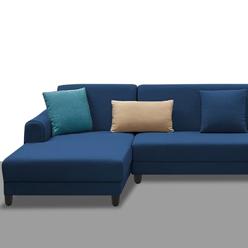 Image of Kraven LHS 6 Seater L Shape Sofa Set for Living Room (Blue Fabric) Premium Fabric Sofa