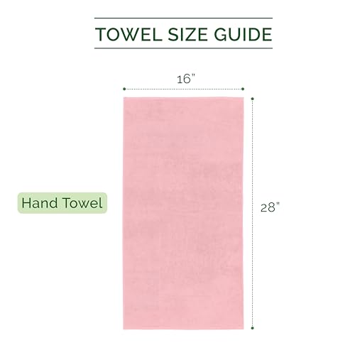 Image of Elegant Comfort 100% Turkish Cotton 4 Lines Viscose Stripe Luxury 4 Pack Hand Towel Set - Ultra Absorbent and Soft 16 x 28 Inch Premium Hotel Spa Quality Towels for Everyday Bath Use, Dusty Rose