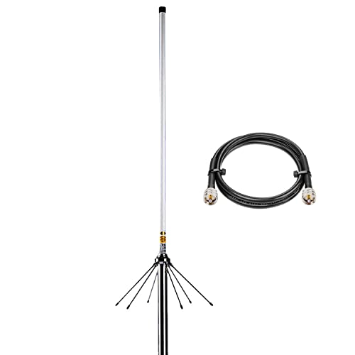 Dual Band VHF UHF 2m 70cm Ham Radio Base Antennas for Marine/Two-Way Amateur Ham Radio, 10meter Cable PL259/ UHF/ SO239 Connector