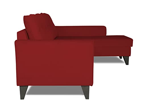 Image of Adorn India Maddox Tufted L Shape 6 Seater Sofa Set RHS (Maroon) (3 Year Warranty)