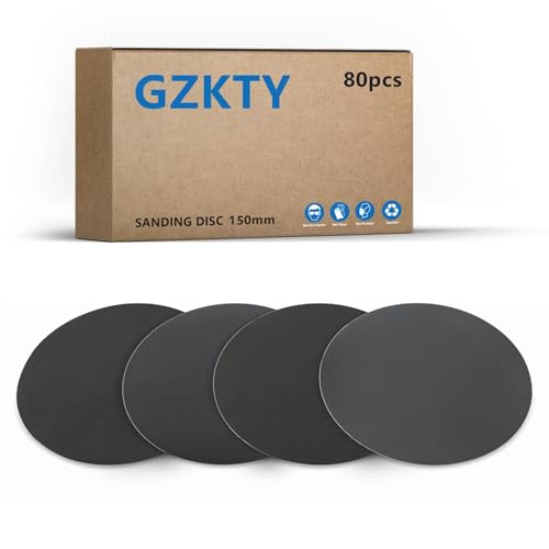 GZKTY 80 pièces disques abrasifs 150 mm (sec/humide), grains 600-5000, pour meubles en bois, polissage métal, restauration phares/miroirs.