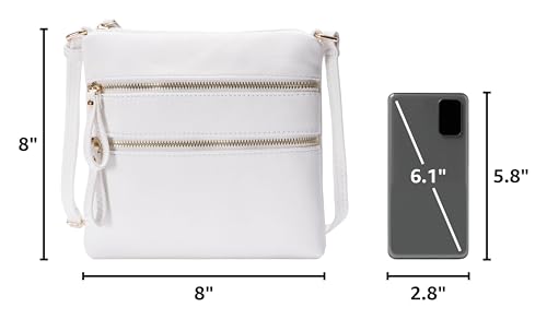 Image of Solene Small Multi Zipper Pocket Crossbody Bag with Adjustable Strap, Lightweight Travel Purse, Daily Small Messenger Pouch