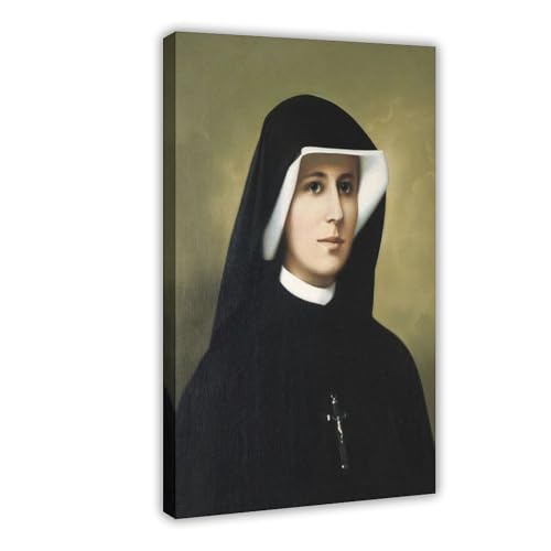 Portrait de Sainte Faustine sur toile WCYB - Décoration murale suspendue pour bureau 61x91 cm