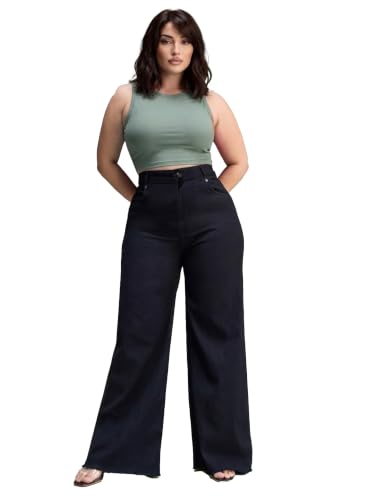 Image of Miss Chase A+ Women's Wide Leg High Rise Regular Length Stretchable Denim Jeans