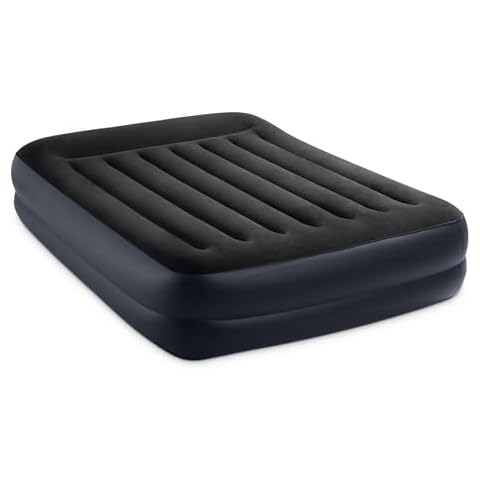 Intex 64123ED Dura-Beam Plus Pillow Rest Air Mattress: Fiber-Tech – Queen Size – Built-in Electric Pump – 16.5in Bed Height – 600lb Weight Capacity Cover