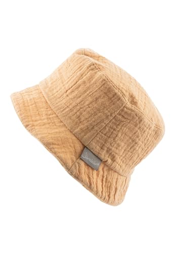Sterntaler Wende Fischerhut Giraffen - Sommer Mütze mit Print aus Baumwolle - Wendeseite aus Musselin - UV-Schutz 50+ Sonnenkappe - Baby Kinder Kopfbedeckung- Natur, Größe 47