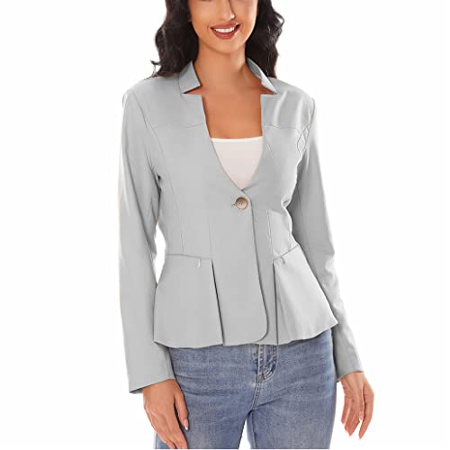 Women's Open Front Office Work Business Crop Suit Blazer Jacket