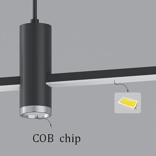 Suspension linéaire à LED et tube mince moderne noir à intensité variable