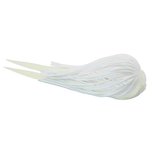 Silicone Quick Change Squid Jig Skirts for Spinnerbaits & Bass Lures - White 12 Bundles (90pcs 3 Inch Strands with Two Neckties)