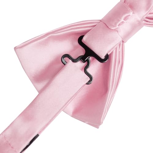 Image of Solid Color Bow Ties for Men Silk Pre-tied Tuxedo Bowtie Set 4PCS