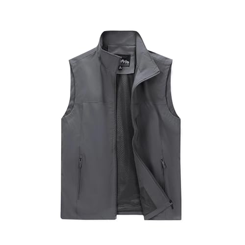 Image of Mens Vests Outerwear Windproof Lightweight Softshell Sleeveless Jacket | Breathable Zip Up Multi-Pockets Quick Dry Sports Vest for Golf Hiking Fishing Running