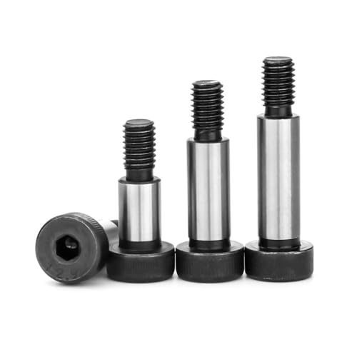 1/2/5pcs M5 M6 M8 M10 M12 M16 M20 Black Carbon Steel Hex Socket Head Shoulder Screw High Tensile Roller Bearing Bolt Metal Screws(6 - M5 (5pcs),45mm)