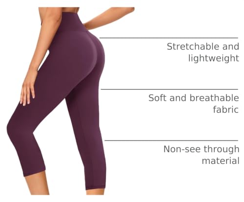 Image of GAYHAY High Waisted Capri Leggings for Women - Soft Slim Yoga Pants for Running Cycling Workout