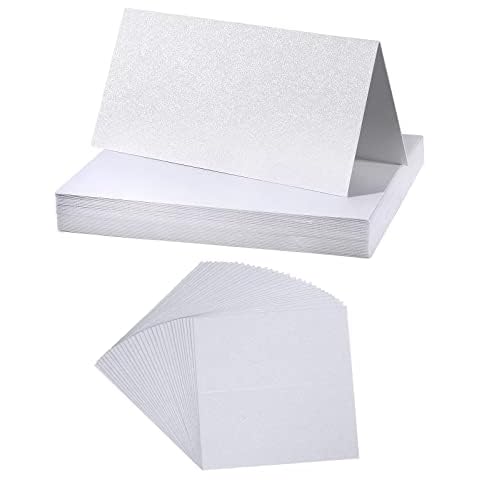 SAVITA 100 Piezas Tarjetas de Mesa Blancas Brillantes Plegables Cover