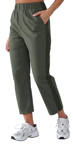 Women's Mid Rise Ankle Pants Golf Pants Women with Pockets Lightweight Activewear Lounge Pants