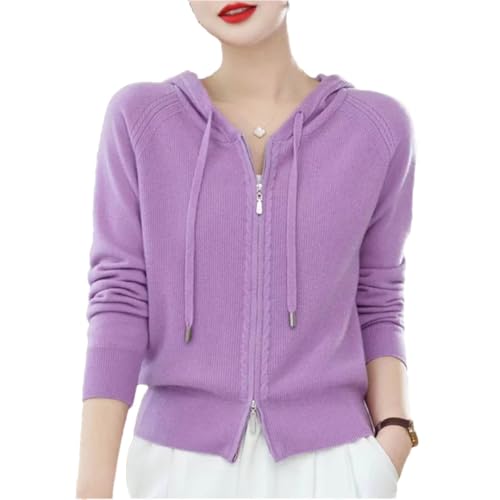Women's Outerwear Sweater Hooded Cardigan Knitted Outerwear Long Sleeved Loose Sweater Jacket