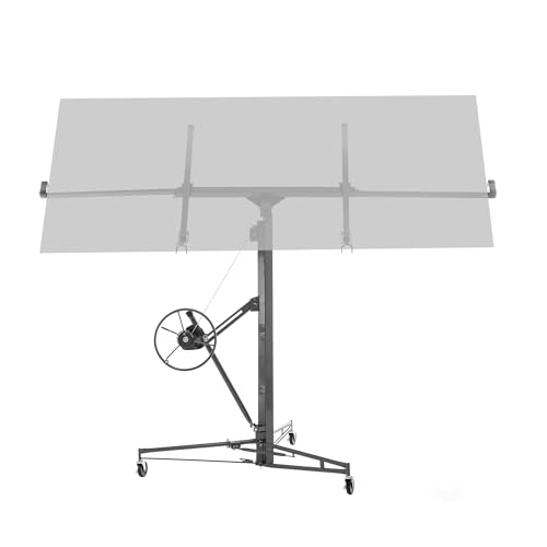 Jaxilyn XXL Plattenheber Traglast bis 68 kg Arbeitshöhe 140-350 cm Max. Breite 2,90 m, 1-Mann-Bedienung Trockenbau Montagehilfe Mit 3 Bremse-Rädern für Innenausbau Grau