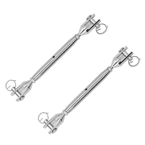 Tensores para cables de acero M8 (5/16"), paquete de 2, acero inoxidable, diseño con quijada a quijada para tensión de cables y uso marino miniatura 6